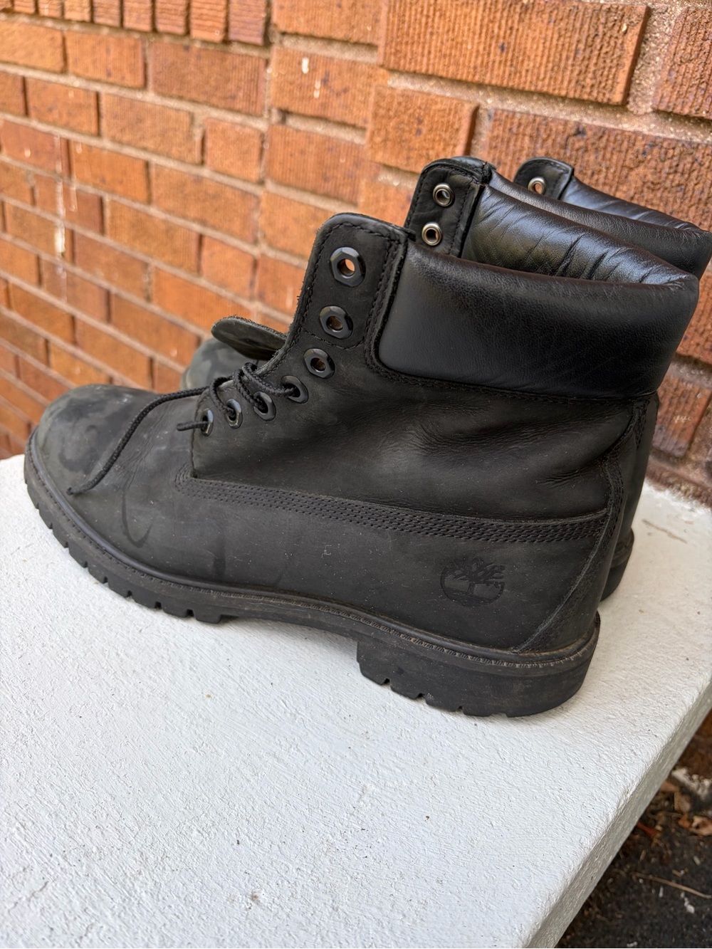 Timberland Black Leather Men's Lace-Up Work Boots